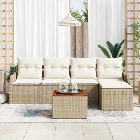 vidaXL Set Divano da Giardino 6 pcs Beige e bianco