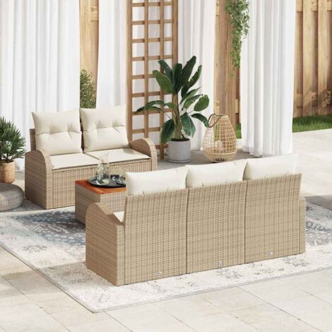 vidaXL Set Divano da Giardino 6 pcs Beige e bianco