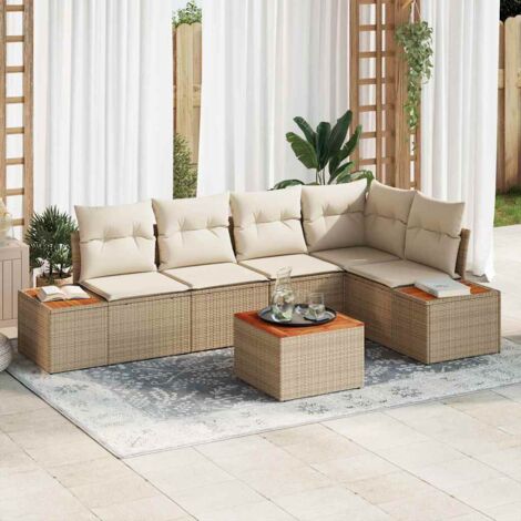 vidaXL Set Divano da Giardino 6 pcs beige e panna Poly Rattan