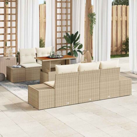 vidaXL Set Divano da Giardino 6 pcs Beige Poly Rattan