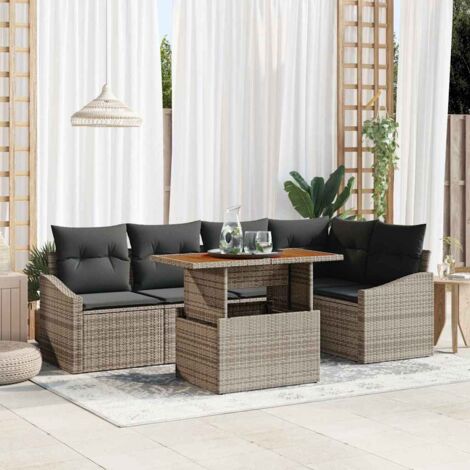 vidaXL Set Divano da Giardino 6 pcs Grigio Poly Rattan
