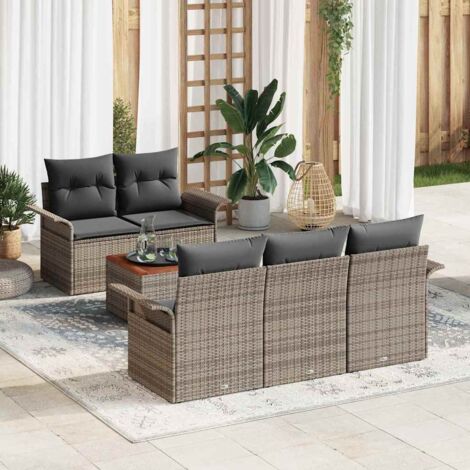 vidaXL Set Divano da Giardino 6 pcs Grigio Poly Rattan