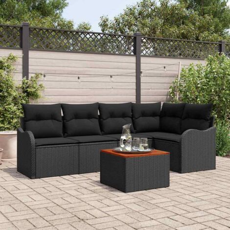 vidaXL Set Divano da Giardino 6 pcs Nero