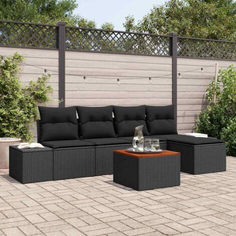 vidaXL Set Divano da Giardino 6 pcs Nero