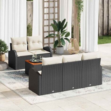 vidaXL Set Divano da Giardino 6 pcs Nero e bianco