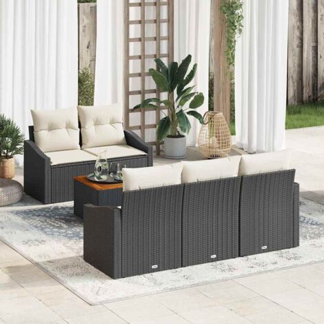 vidaXL Set Divano da Giardino 6 pcs Nero e bianco