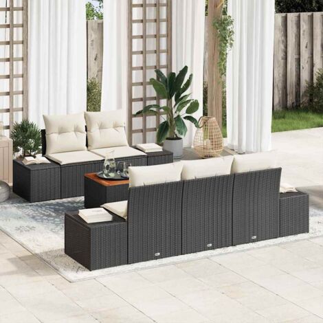 vidaXL Set Divano da Giardino 6 pcs Nero e bianco