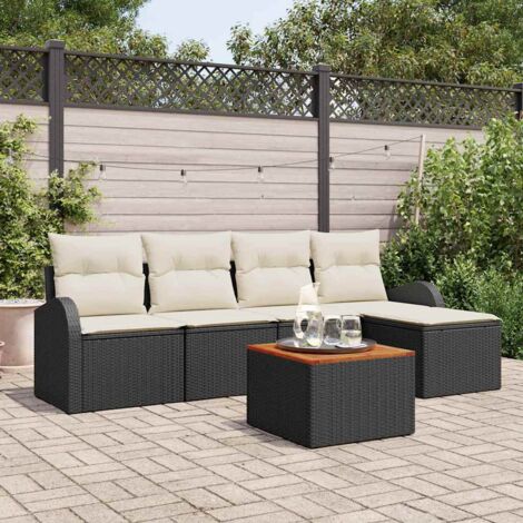 vidaXL Set Divano da Giardino 6 pcs Nero e bianco