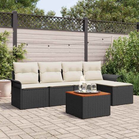 vidaXL Set Divano da Giardino 6 pcs Nero Poly Rattan