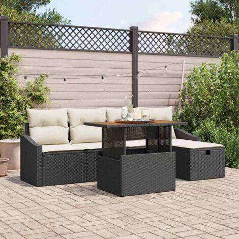 vidaXL Set Divano da Giardino 6 pcs Nero polyrattan