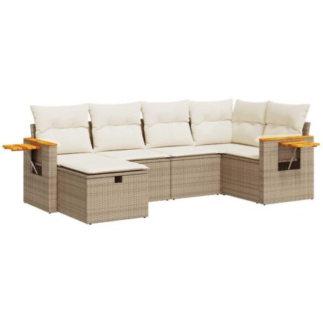 vidaXL Set Divano da Giardino 6 pz con Cuscini Beige in Polyrattan