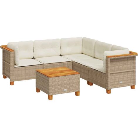 vidaXL Set Divano da Giardino 6 pz con Cuscini Beige in Polyrattan