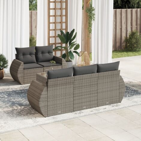 vidaXL Set Divano da Giardino 6 pz con Cuscini Grigio in