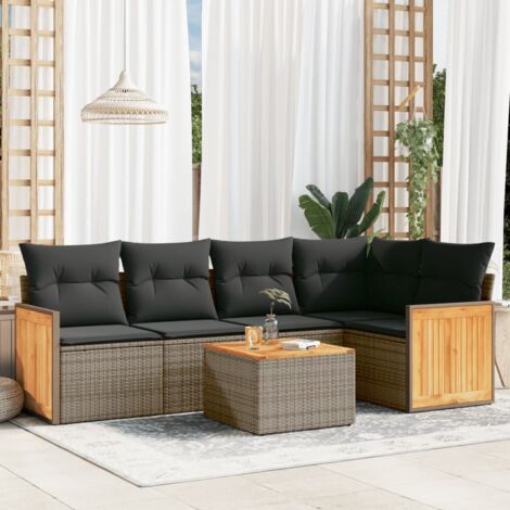vidaXL Set Divano da Giardino 6 pz con Cuscini Grigio in