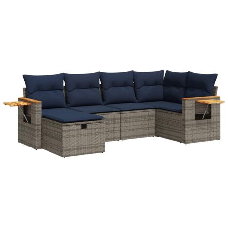 vidaXL Set Divano da Giardino 6 pz con Cuscini Grigio in
