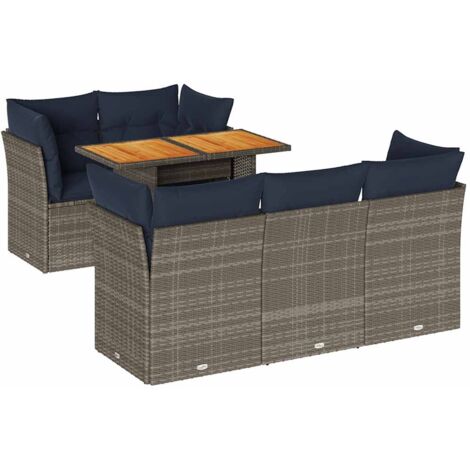 vidaXL Set Divano da Giardino 6 pz con Cuscini Grigio in Polyrattan