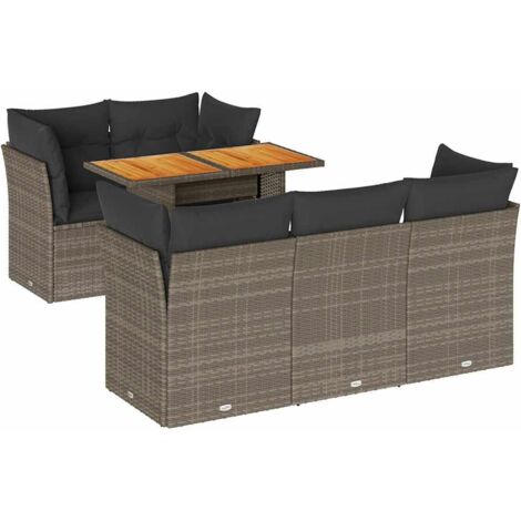 vidaXL Set Divano da Giardino 6 pz con Cuscini Grigio in Polyrattan