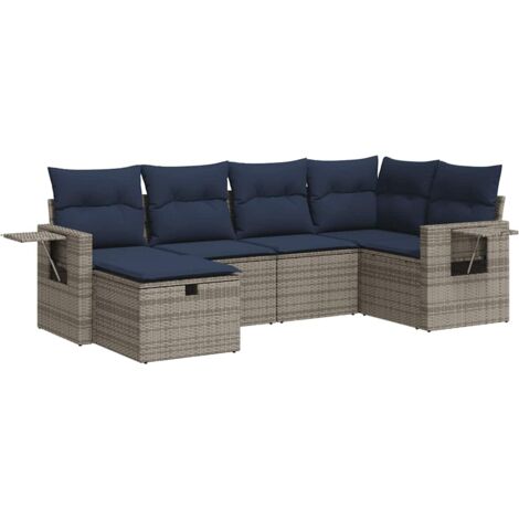 vidaXL Set Divano da Giardino 6 pz con Cuscini Grigio in Polyrattan