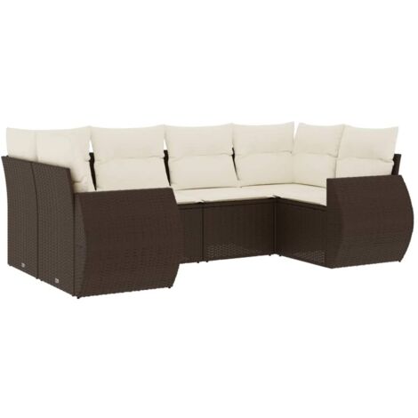 vidaXL Set Divano da Giardino 6 pz con Cuscini Marrone in