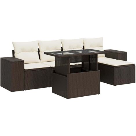 vidaXL Set Divano da Giardino 6 pz con Cuscini Marrone in Polyrattan