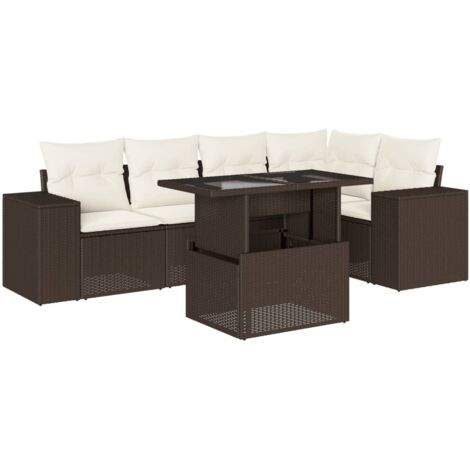 vidaXL Set Divano da Giardino 6 pz con Cuscini Marrone in Polyrattan