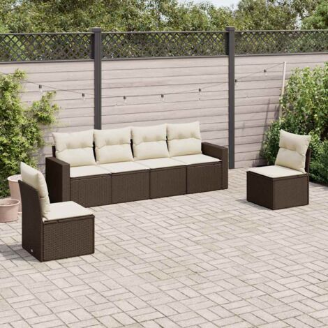vidaXL Set Divano da Giardino 6 pz con Cuscini Marrone in Polyrattan