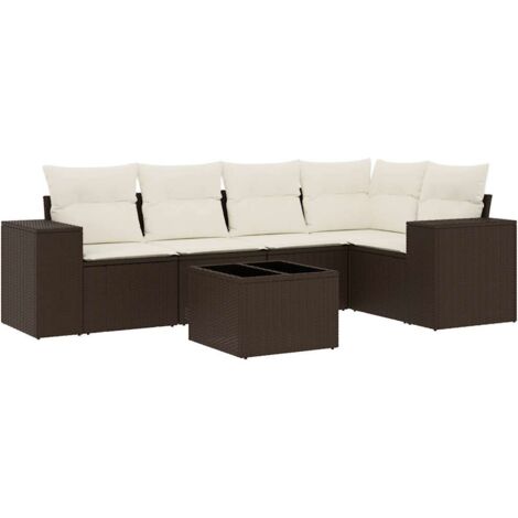 vidaXL Set Divano da Giardino 6 pz con Cuscini Marrone in Polyrattan