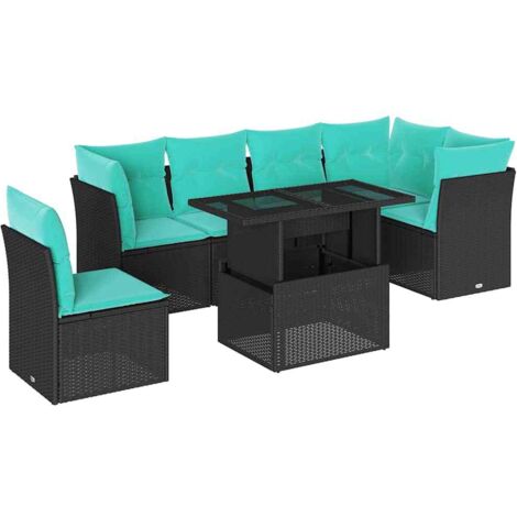 vidaXL Set Divano da Giardino 6 pz con Cuscini Nero in Polyrattan