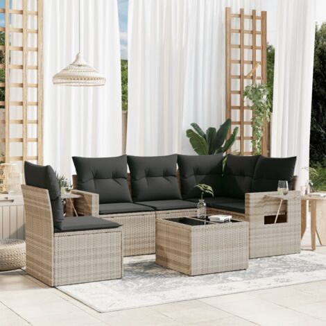 vidaXL Set Divano da Giardino 6pz con Cuscini Grigio Chiaro