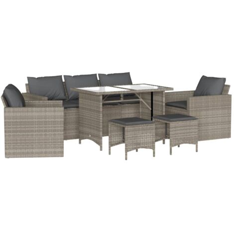 vidaXL Set Divano da Giardino 6pz con Cuscini Grigio Chiaro Polyrattan