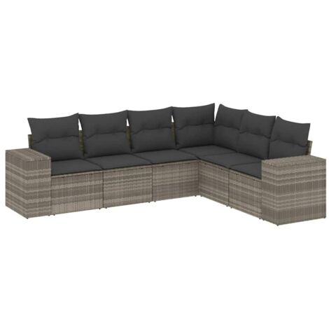 vidaXL Set Divano da Giardino 6pz con Cuscini Grigio Chiaro Polyrattan