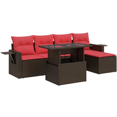 vidaXL Set Divano da Giardino 6pz con Cuscini Marrone Polyrattan Acacia