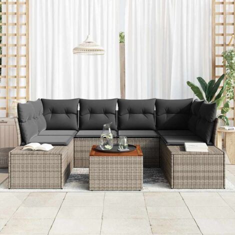 vidaXL Set Divano da Giardino 7 pcs Grigio