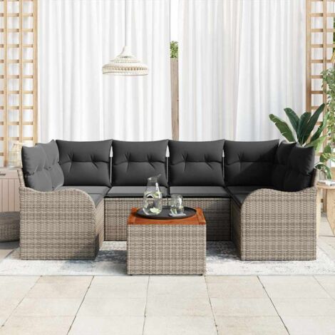 vidaXL Set Divano da Giardino 7 pcs Grigio