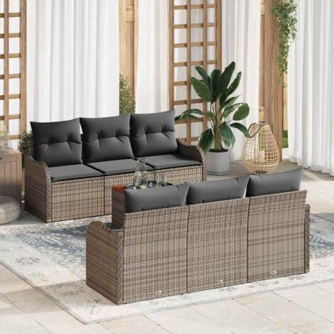 vidaXL Set Divano da Giardino 7 pcs Grigio
