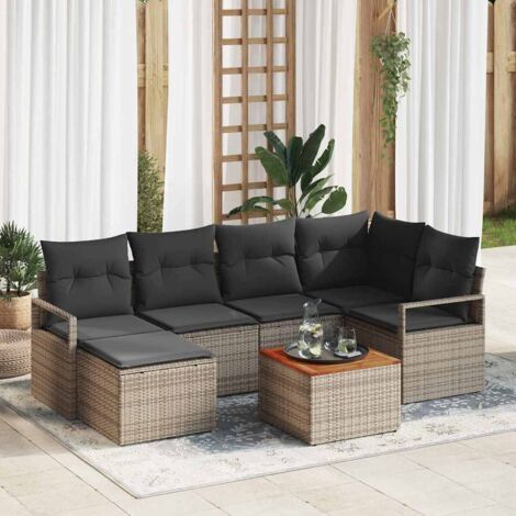 vidaXL Set Divano da Giardino 7 pcs Grigio