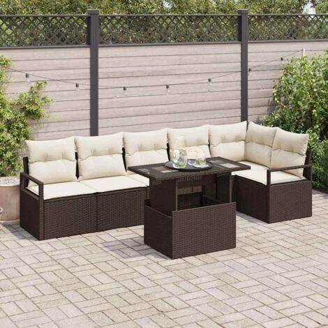 vidaXL Set Divano da Giardino 7 pcs Marrone Poly Rattan