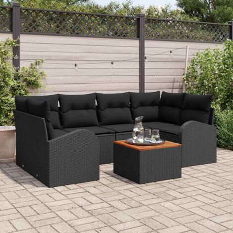 vidaXL Set Divano da Giardino 7 pcs Nero