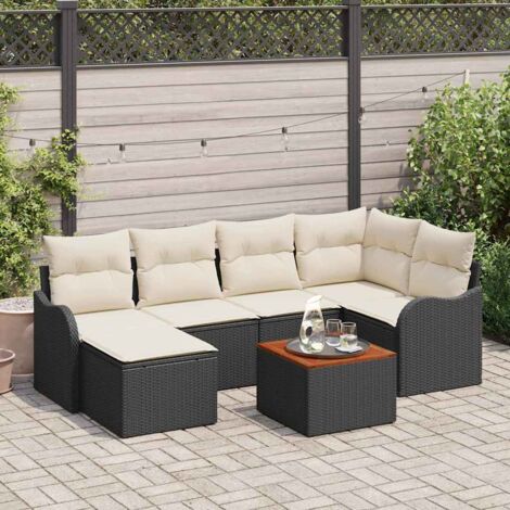 vidaXL Set Divano da Giardino 7 pcs Nero e bianco