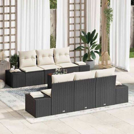 vidaXL Set Divano da Giardino 7 pcs Nero e bianco