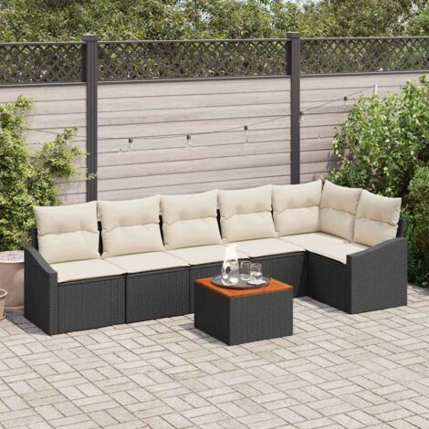 vidaXL Set Divano da Giardino 7 pcs Nero e bianco