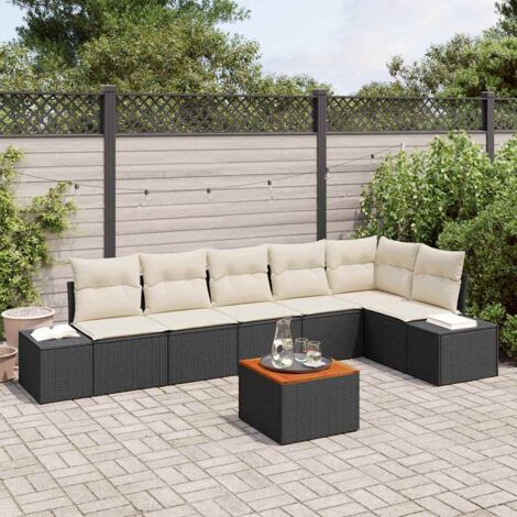 vidaXL Set Divano da Giardino 7 pcs Nero e bianco