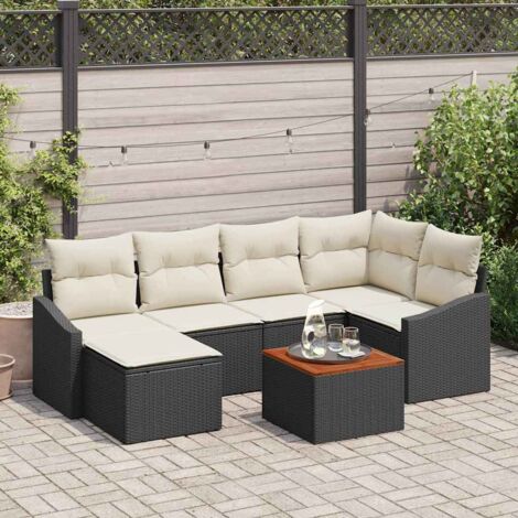 vidaXL Set Divano da Giardino 7 pcs Nero e bianco