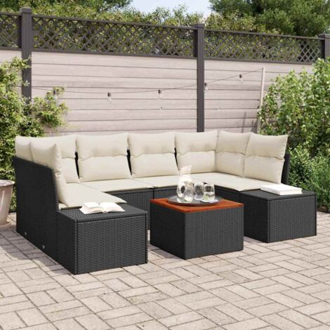 vidaXL Set Divano da Giardino 7 pcs Nero e bianco