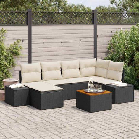 vidaXL Set Divano da Giardino 7 pcs Nero e bianco
