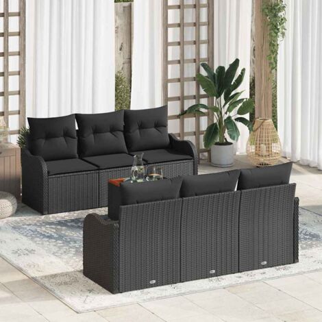 vidaXL Set Divano da Giardino 7 pcs Nero Poly Rattan