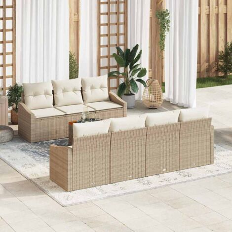 vidaXL Set Divano da Giardino 8 pcs Beige e bianco