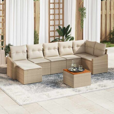vidaXL Set Divano da Giardino 8 pcs Beige e bianco