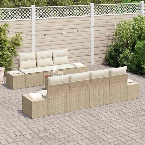vidaXL Set Divano da Giardino 8 pcs Beige e bianco