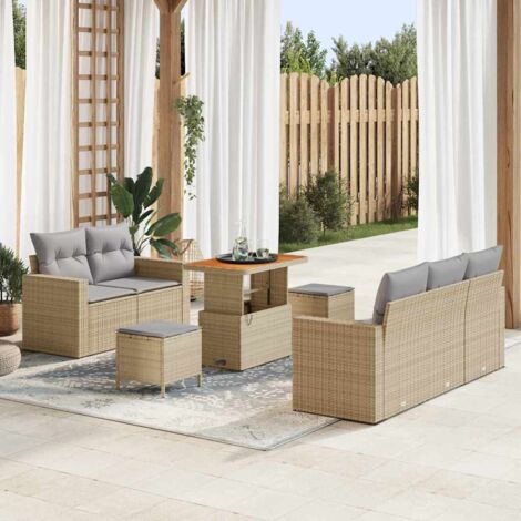 vidaXL Set Divano da Giardino 8 pcs Beige e Grigio Chiaro polyrattan